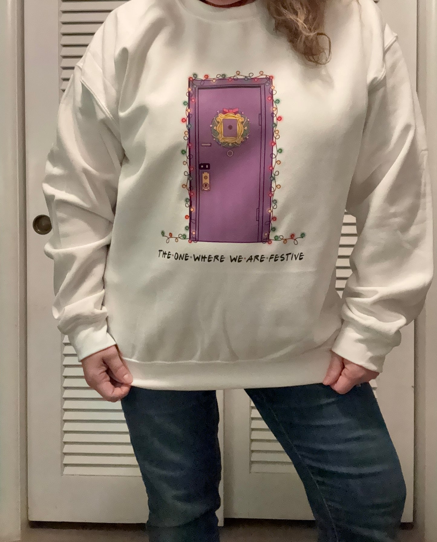 White “The One Where We Are Festive” Sweatshirt